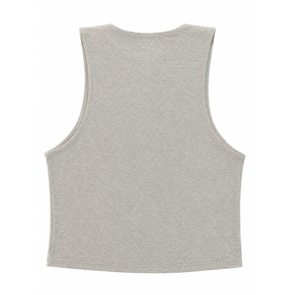 Vestique Grey Knit Cropped Tank Top High Neck Size Medium EUC - Picture 3 of 6
